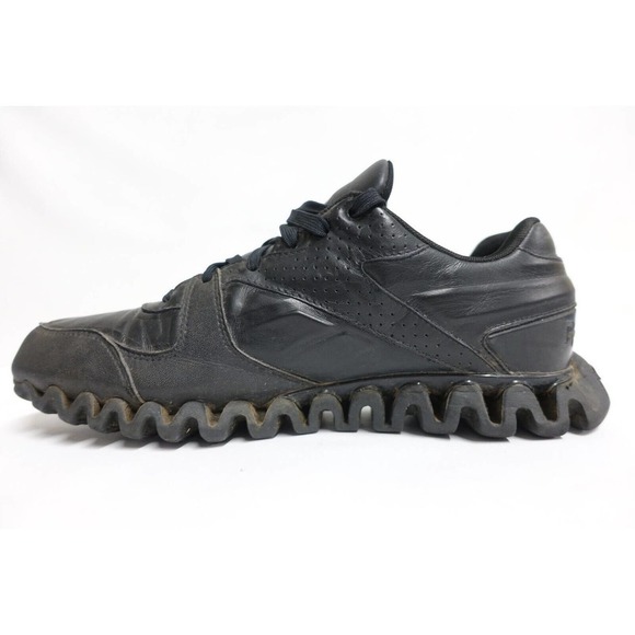 REEBOK Zigtech Black 9.5M-US/8.5UK/42.5EU Men ZigRpo Leather Athletic Sneakers